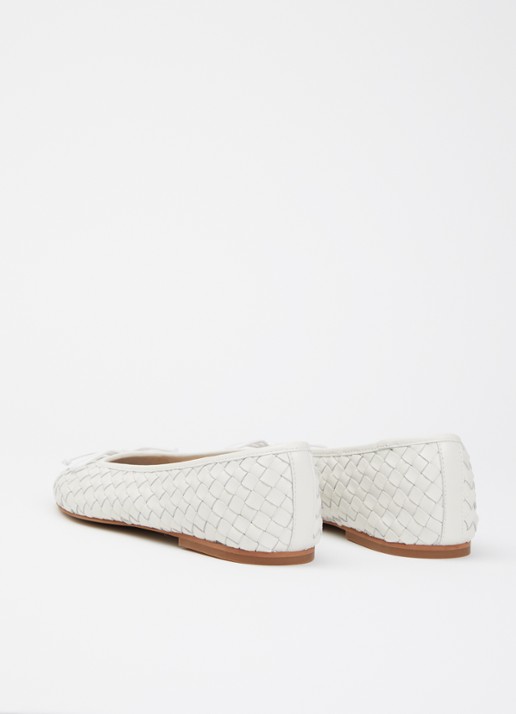 Dune London Wide Fit Heat ballerina van leer - achterkant 5 gebroken wit