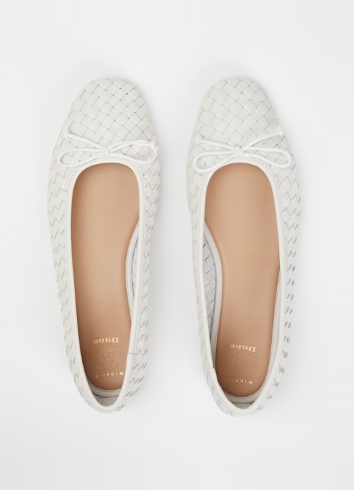 Dune London Wide Fit Heat ballerina van leer - detail 2 gebroken wit