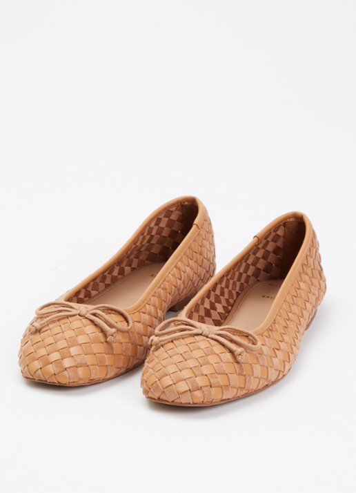 Dune London Wide Fit Heat ballerina van leer - detail 2 bruin