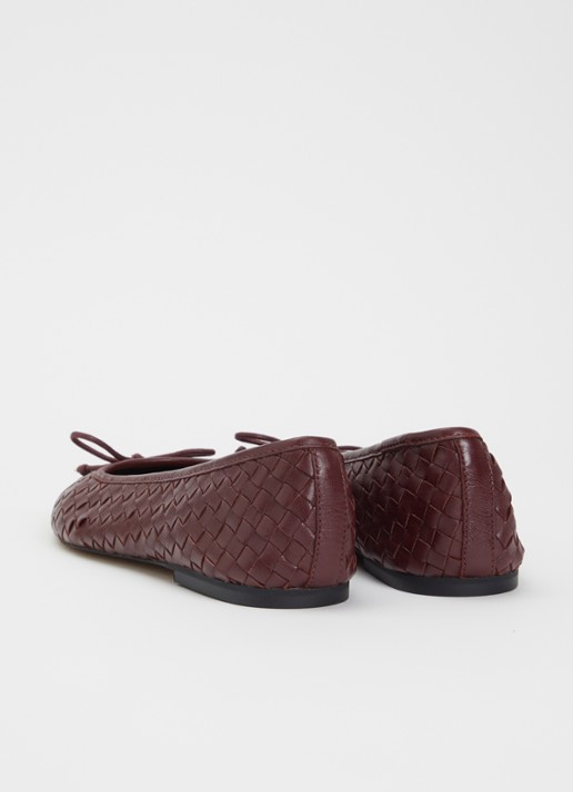 Dune London Wide Fit Heat ballerina van leer - achterkant 4 roodbruin