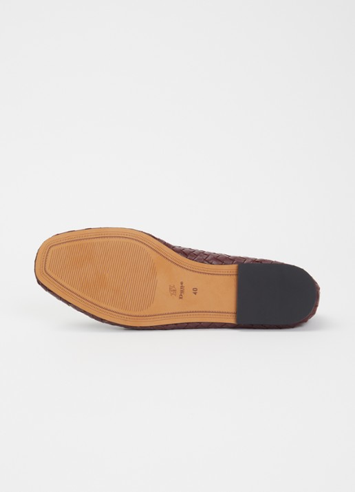 Dune London Wide Fit Heat ballerina van leer - detail 3 roodbruin