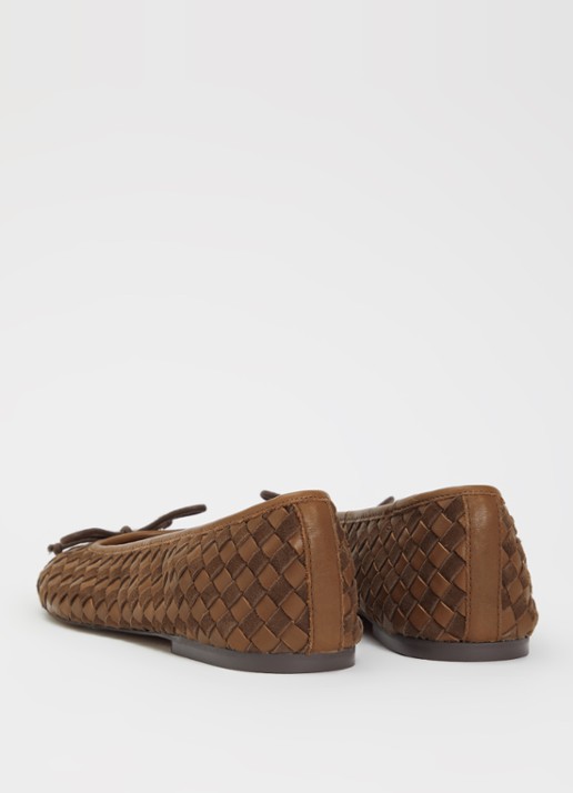 Dune London Wide Fit Heat ballerina van leer - achterkant 4 853brown-leather_mix