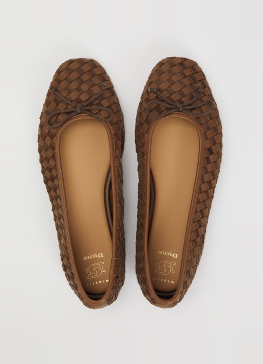 Dune London Wide Fit Heat ballerina van leer - detail 2 853brown-leather_mix