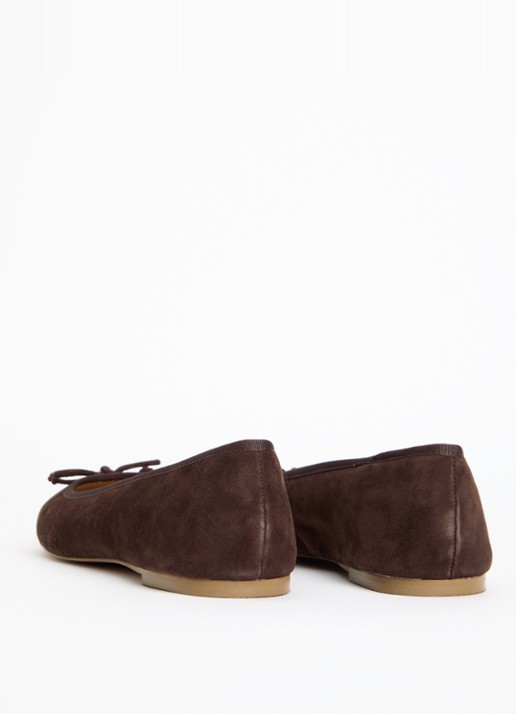 Dune London Wide Fit Helenne ballerina met gestrikt detail - achterkant 5 donkerbruin