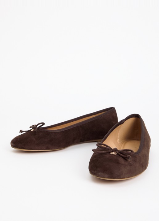 Dune London Wide Fit Helenne ballerina met gestrikt detail - detail 2 donkerbruin