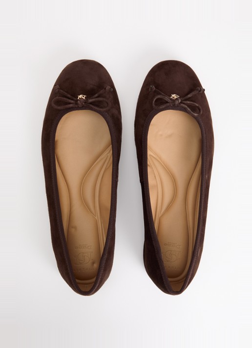 Dune London Wide Fit Helenne ballerina met gestrikt detail - detail 3 donkerbruin