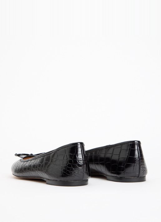 Dune London Wide Fit Helenne ballerina met gestrikt detail - achterkant 5 zwart