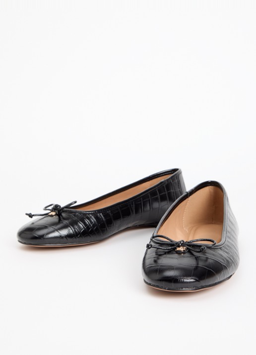 Dune London Wide Fit Helenne ballerina met gestrikt detail - detail 2 zwart