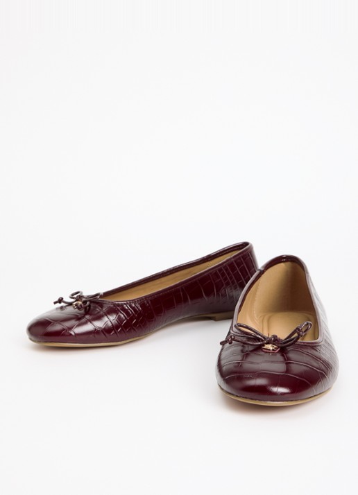 Dune London Wide Fit Helenne ballerina met gestrikt detail - detail 2 bordeauxrood