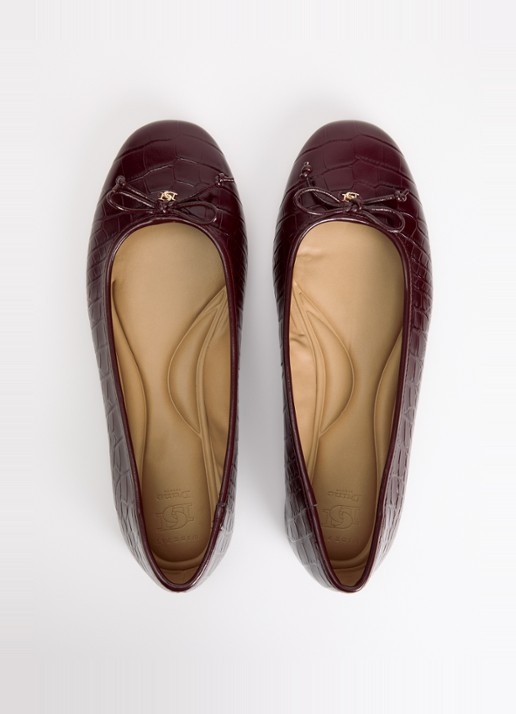 Dune London Wide Fit Helenne ballerina met gestrikt detail - detail 3 bordeauxrood