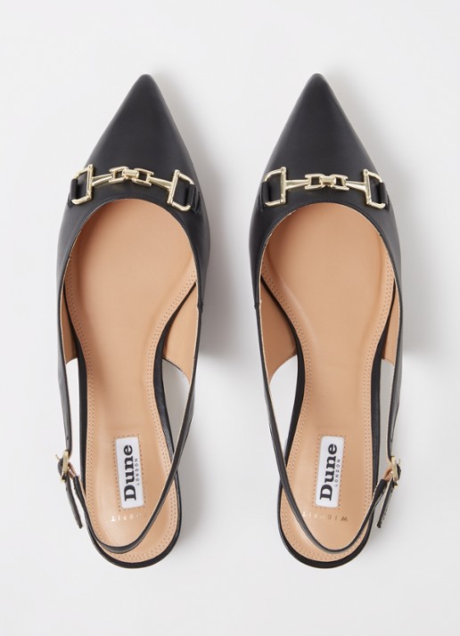 Dune London Wide Fit Hopeful slingback van leer - detail 3 zwart