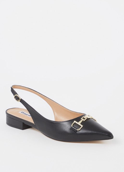 Dune London Wide Fit Hopeful slingback van leer - voorkant zwart