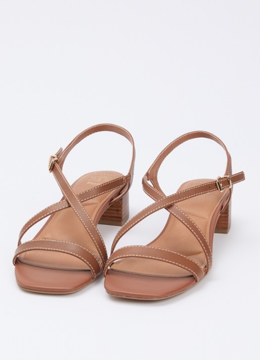 Dune London Wide Fit Jordin sandalette van leer - detail 3 bruin