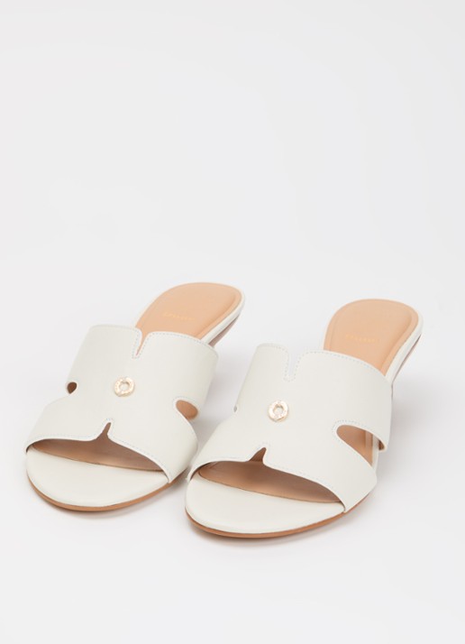 Dune London Wide Fit Kacie sleehak van leer - detail 2 wit