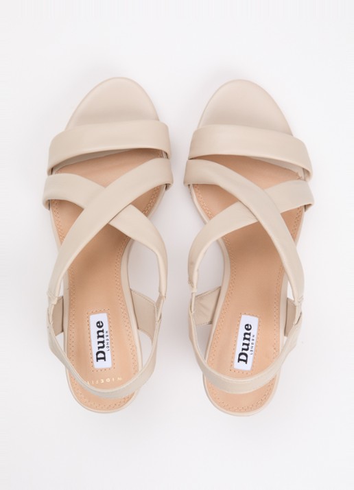 Dune London Wide Fit Kamies sleehak van leer - detail 4 creme