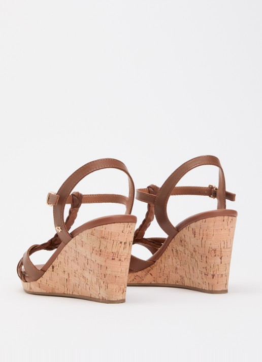 Dune London Wide Fit Karly sandalette van leer - achterkant 5 bruin