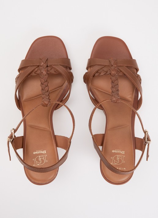 Dune London Wide Fit Karly sandalette van leer - detail 3 bruin