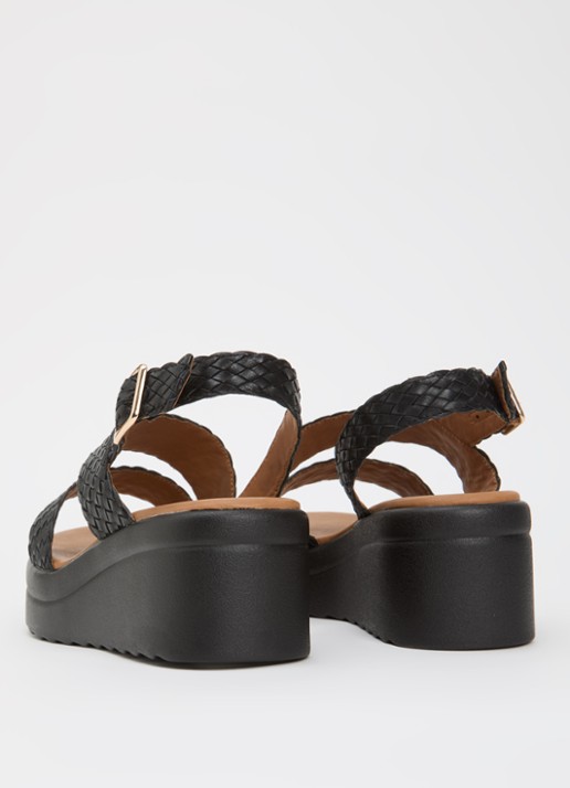 Dune London Wide Fit Kerbie sleehak van leer met gevlochten details - achterkant 5 zwart