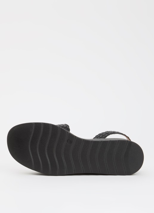 Dune London Wide Fit Kerbie sleehak van leer met gevlochten details - detail 4 zwart