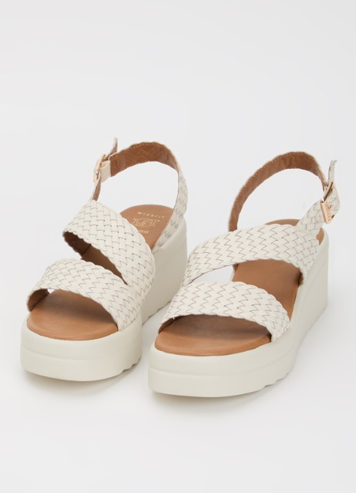 Dune London Wide Fit Kerbie sleehak van leer met gevlochten details - detail 2 wit