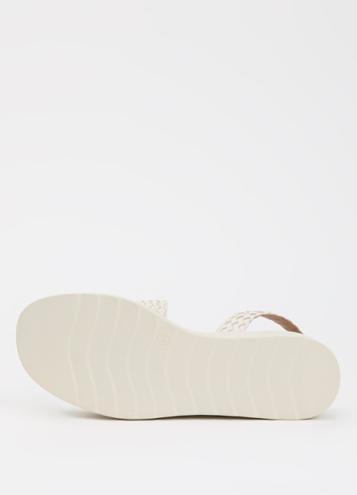 Dune London Wide Fit Kerbie sleehak van leer met gevlochten details - detail 4 wit