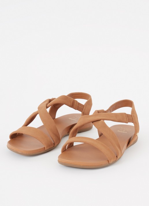 Dune London Wide Fit Landies sandaal van leer - detail 2 camel