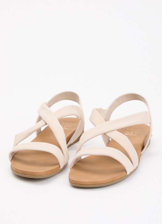Dune London Wide Fit Landies sandaal van leer - detail 3 creme