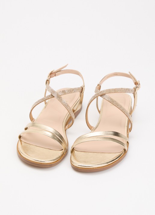 Dune London Wide Fit Lexia sandaal van leer met strass - detail 2 goud