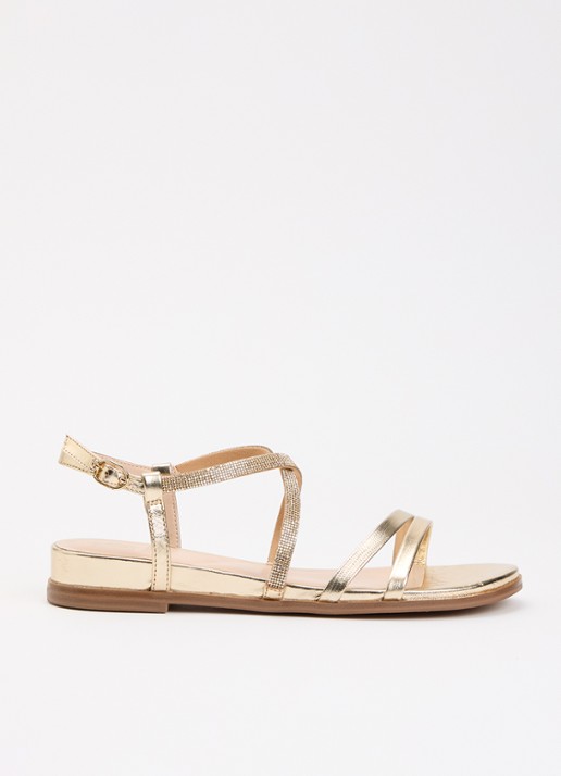 Dune London Wide Fit Lexia sandaal van leer met strass