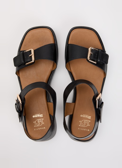 Dune London Wide Fit Licia sandaal van leer - detail 4 zwart