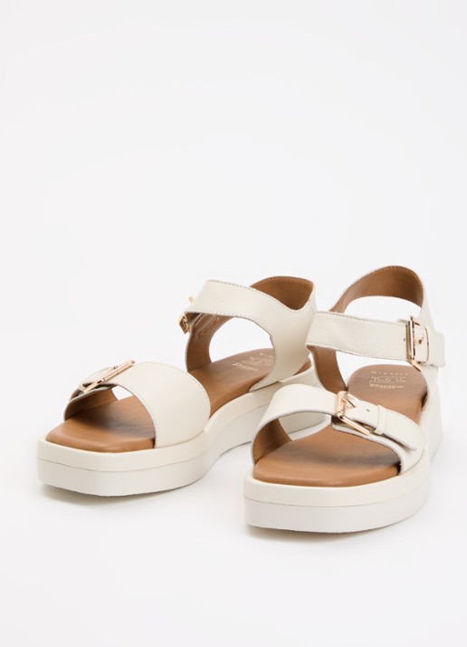 Dune London Wide Fit Licia sandaal van leer - detail 3 gebroken wit