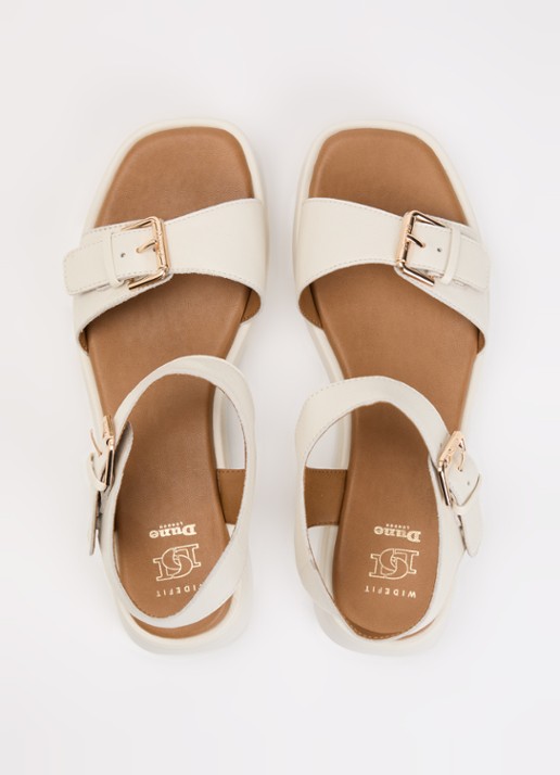 Dune London Wide Fit Licia sandaal van leer - detail 4 gebroken wit