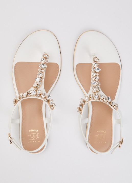 Dune London Wide Fit Life sandaal met strass - detail 4 wit