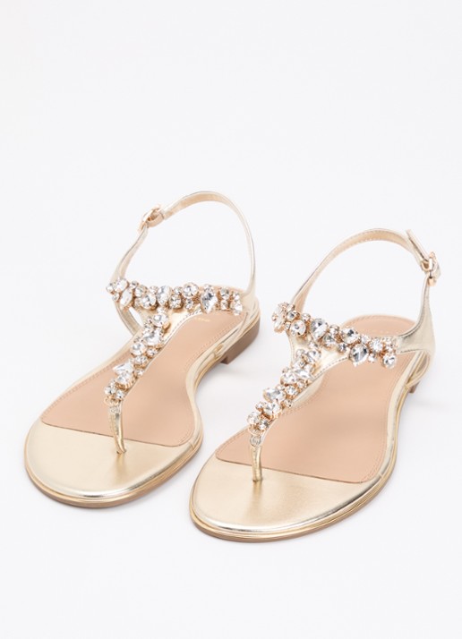 Dune London Wide Fit Life sandaal met strass - detail 3 goud