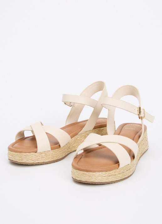 Dune London Wide Fit Littleton sleehak van leer met metallic finish - detail 2 creme