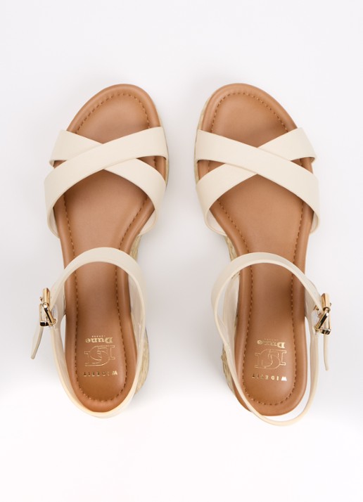 Dune London Wide Fit Littleton sleehak van leer met metallic finish - detail 3 creme