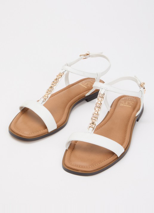 Dune London Wide Fit Lollipops sandaal van leer - detail 2 wit