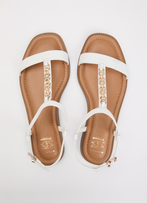 Dune London Wide Fit Lollipops sandaal van leer - detail 3 wit