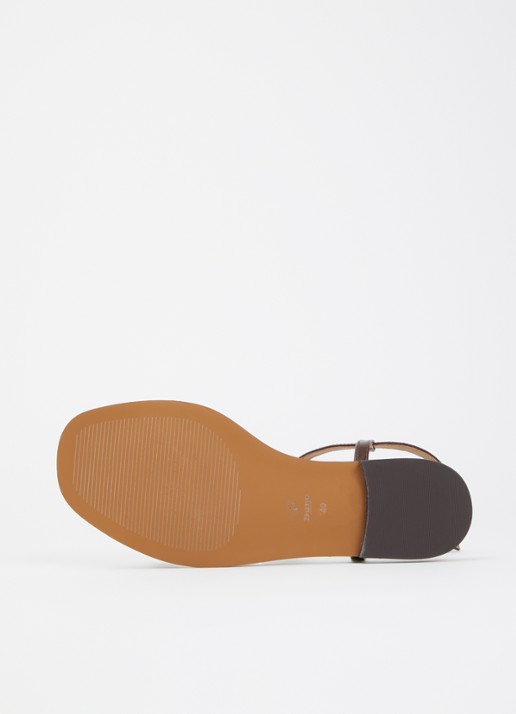 Dune London Wide Fit Lollipops sandaal van leer - detail 4 chocoladebruin