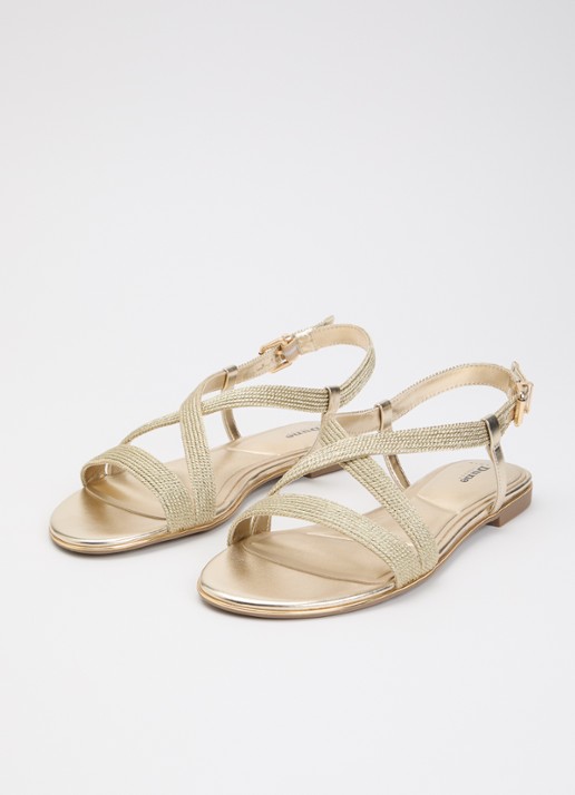 Dune London Wide Fit Lope sandaal van leer met metallic finish - detail 2 goud