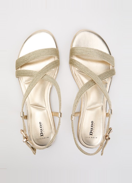 Dune London Wide Fit Lope sandaal van leer met metallic finish - detail 3 goud