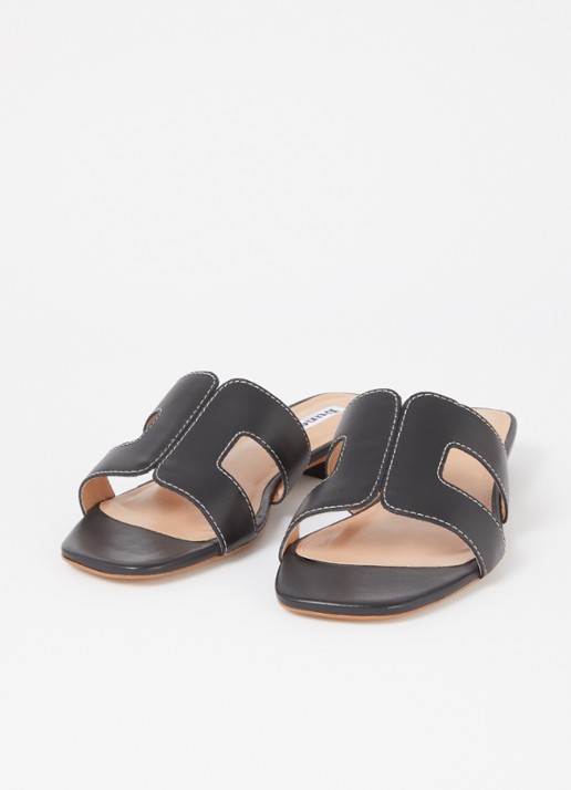 Dune London Wide Fit Loupe sandaal van leer - detail 3 zwart