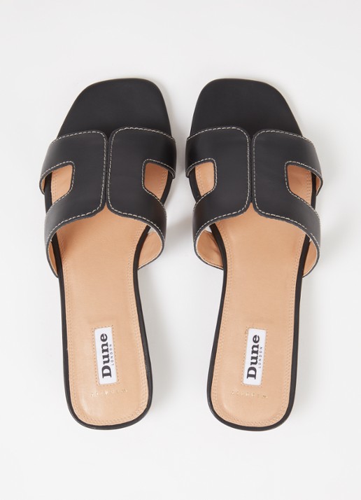 Dune London Wide Fit Loupe sandaal van leer - detail 4 zwart
