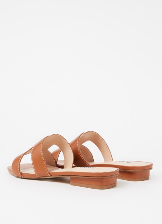 Dune London Wide Fit Loupe sandaal van leer - achterkant 4 cognac