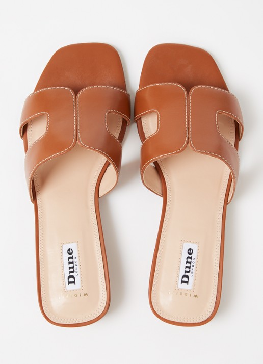 Dune London Wide Fit Loupe sandaal van leer - detail 2 cognac