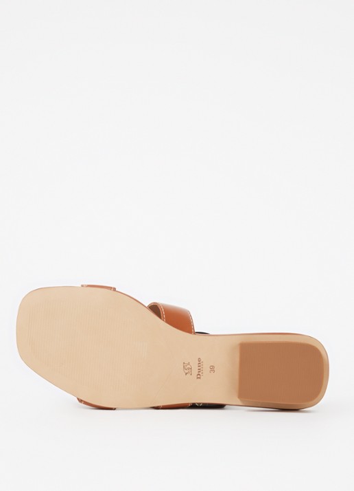 Dune London Wide Fit Loupe sandaal van leer - detail 3 cognac
