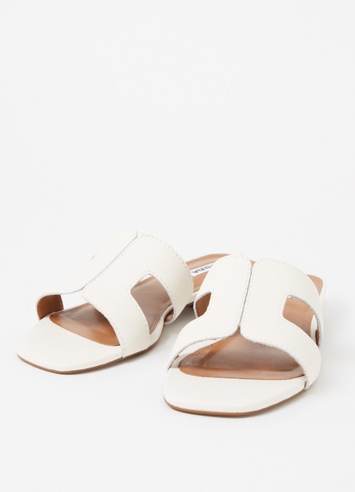 Dune London Wide Fit Loupe slipper van leer - detail gebroken wit