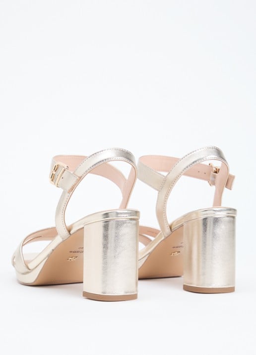 Dune London Wide Fit Manifesting sandalette van suède - achterkant 2 goud