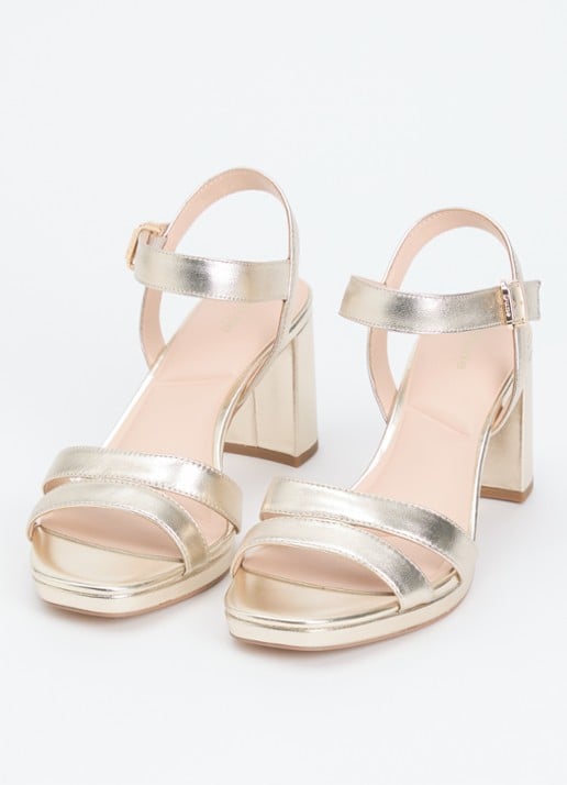 Dune London Wide Fit Manifesting sandalette van suède - detail 3 goud