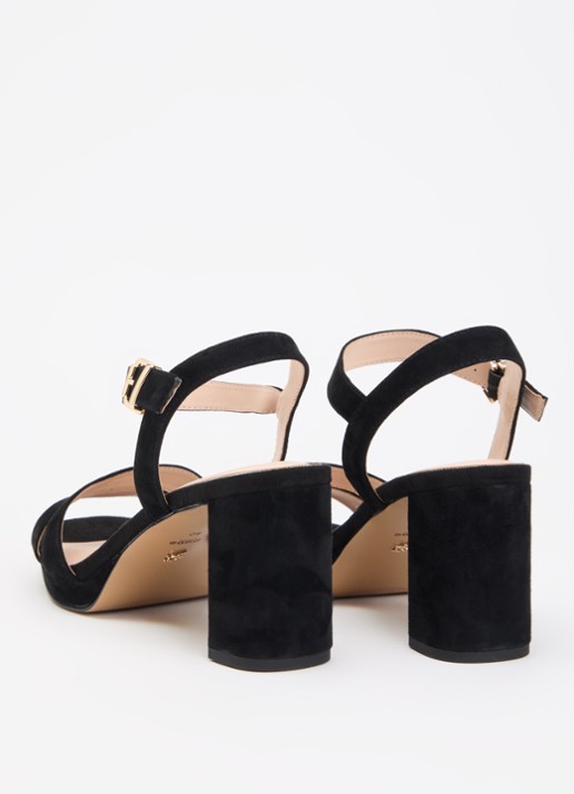 Dune London Wide Fit Manifesting sandalette van suède - achterkant zwart